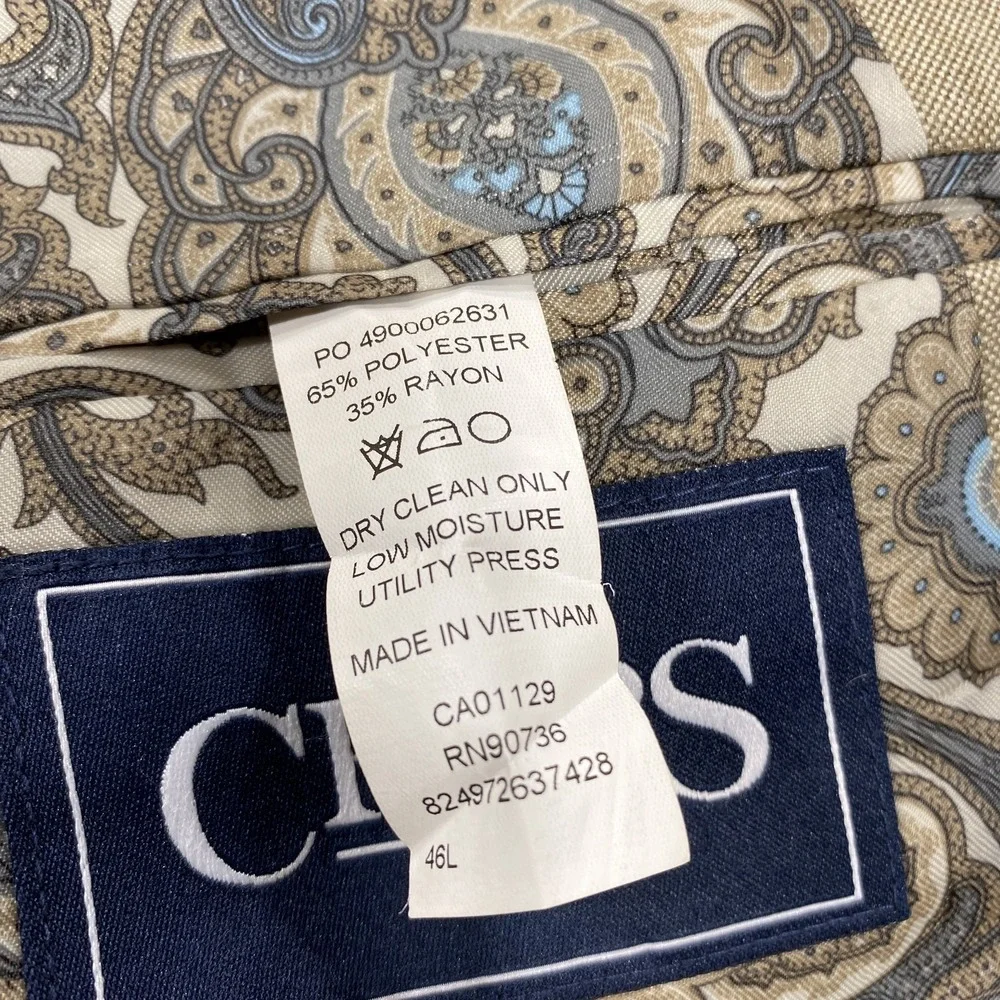 Chaps Blazer Mens 46 Long Beige‎ Poly Rayon Sport Coat Classic Dress Jacket